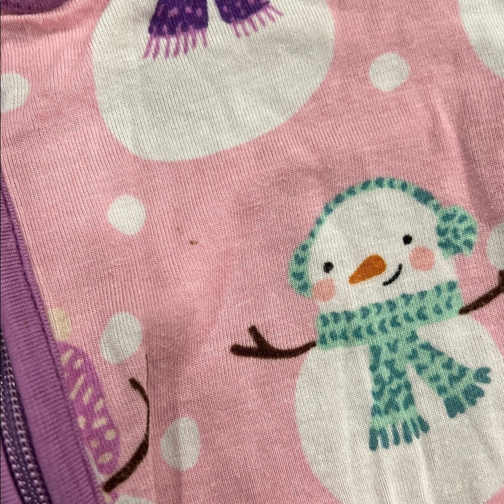 Little Sleepies Pink and Purple Snowman bamboo pajamas 6-12 months - Picture 5 of 7